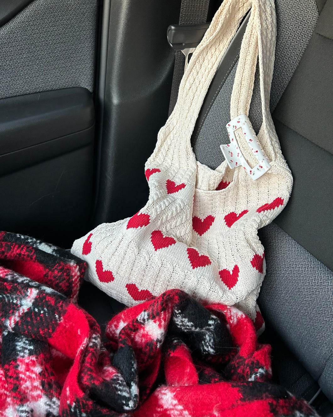 Heart Knit Tote Bag