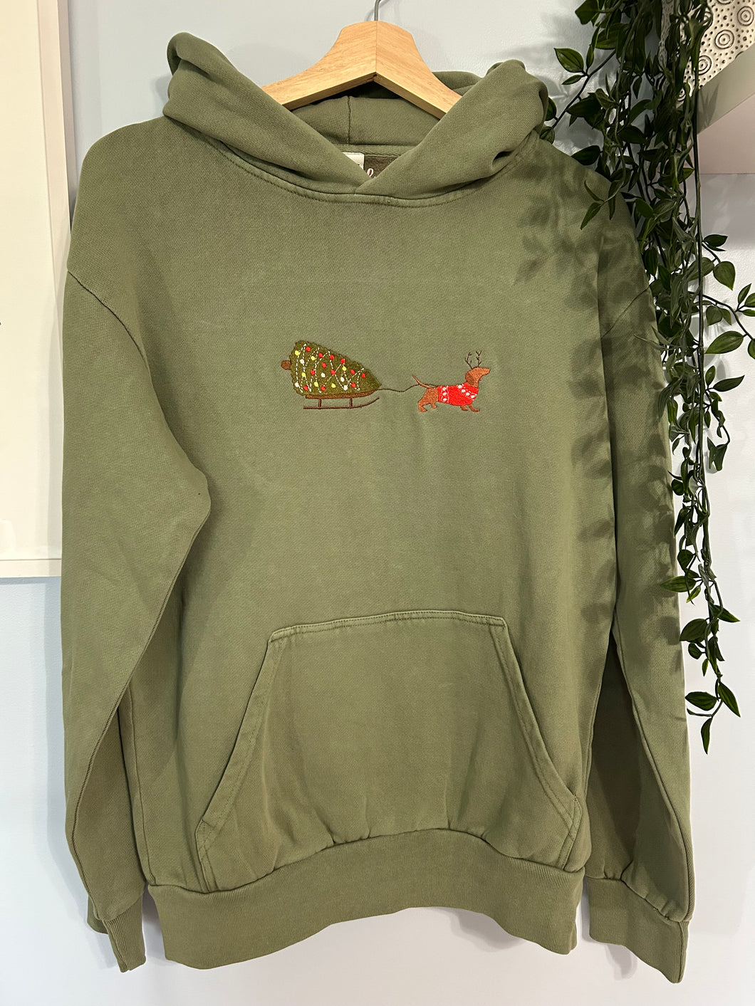 Dashhound Christmas Tree Hoodie: size S & L