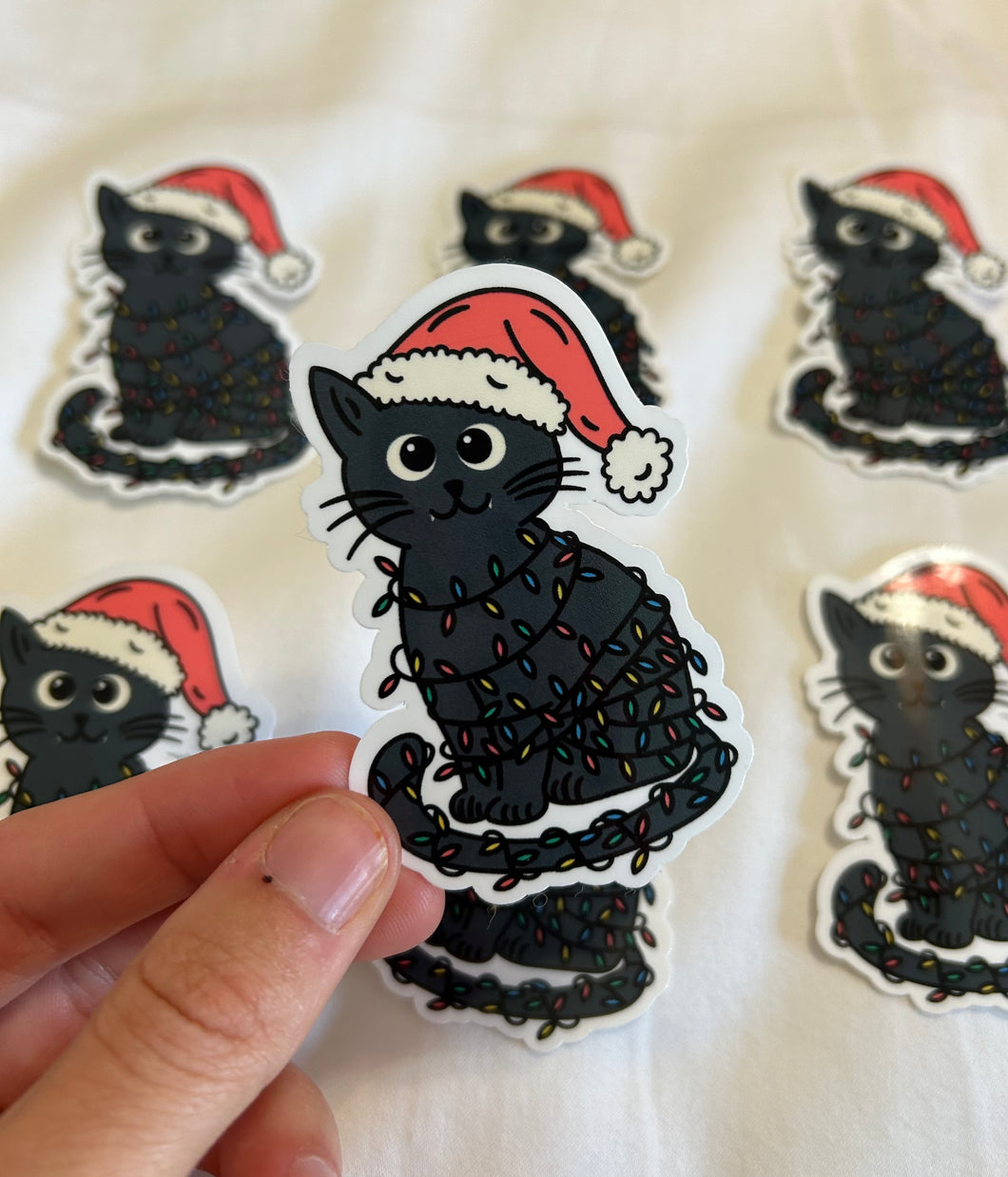 Cat Christmas Lights Sticker