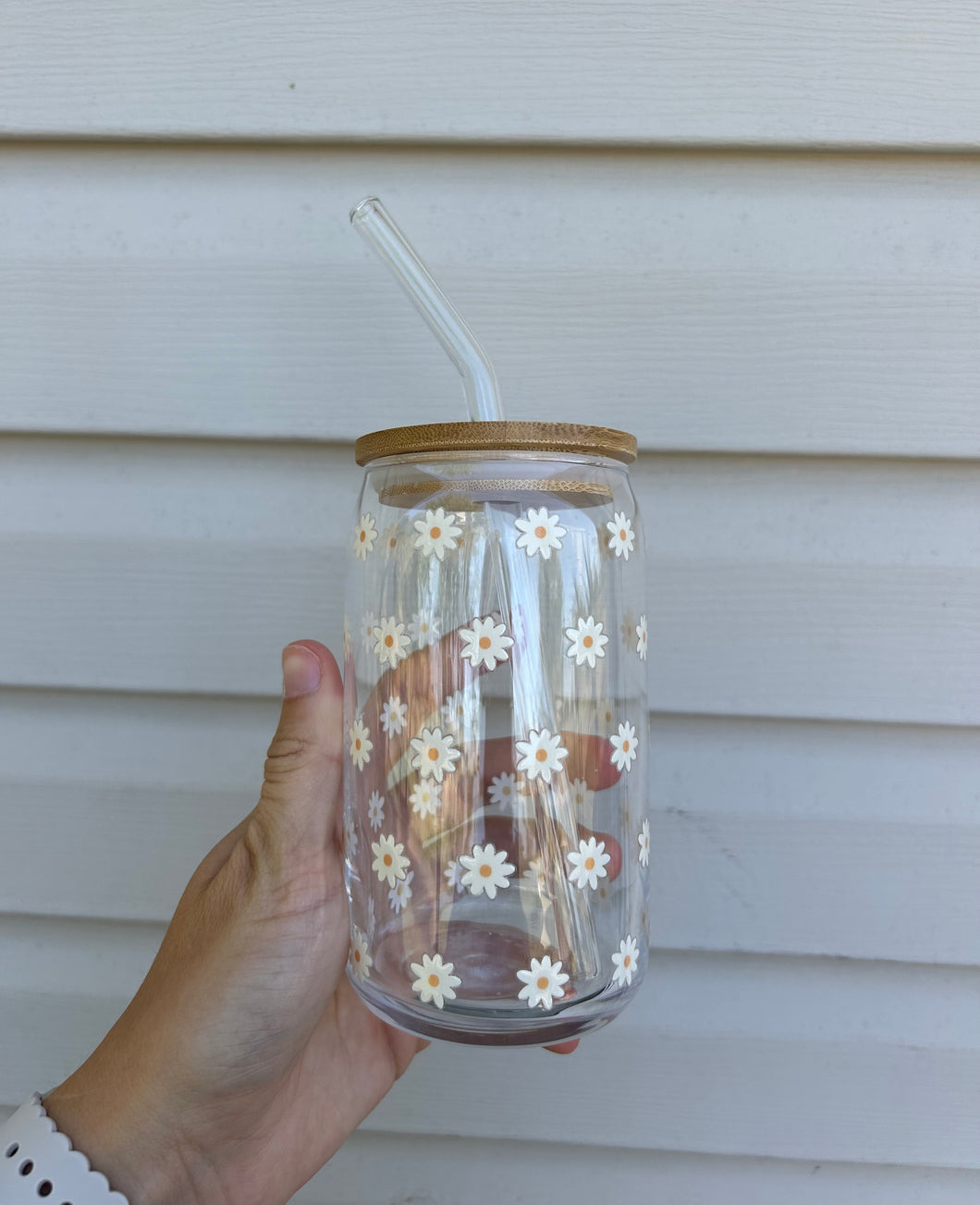 Daisy 16 oz Glass Can Cup