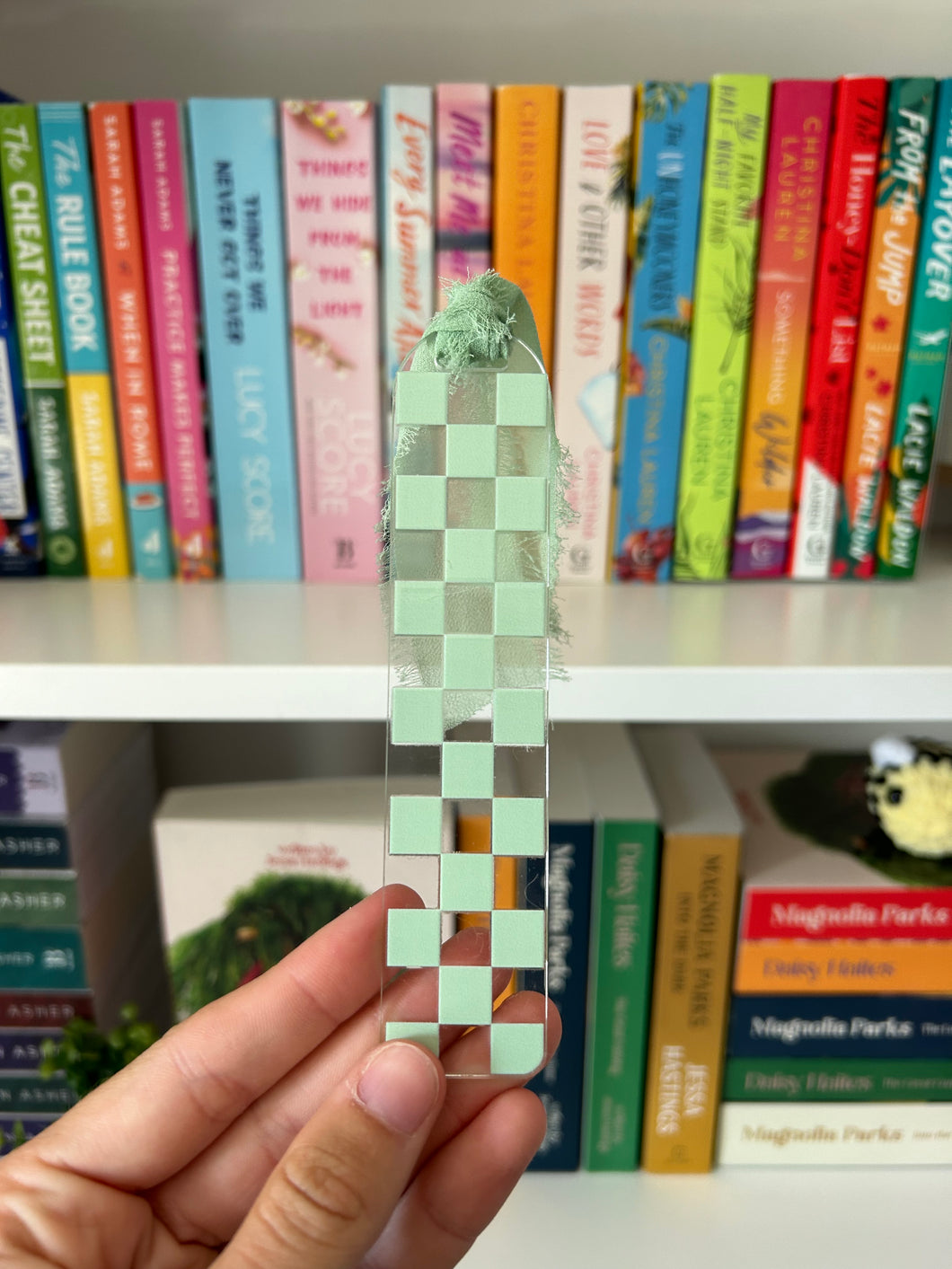 Green Checkered Acrylic Bookmark