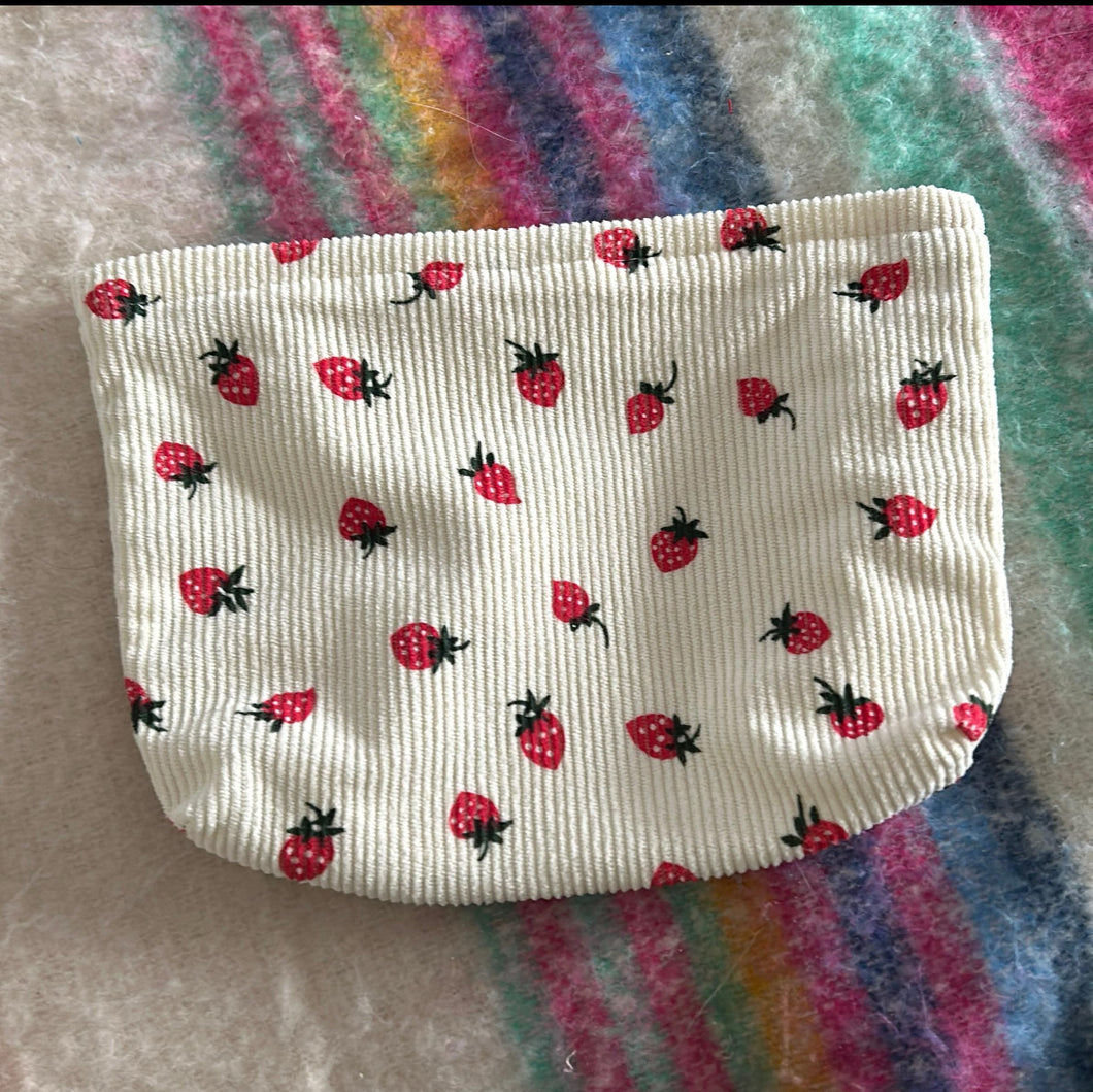 Strawberry Print Makeup Bag