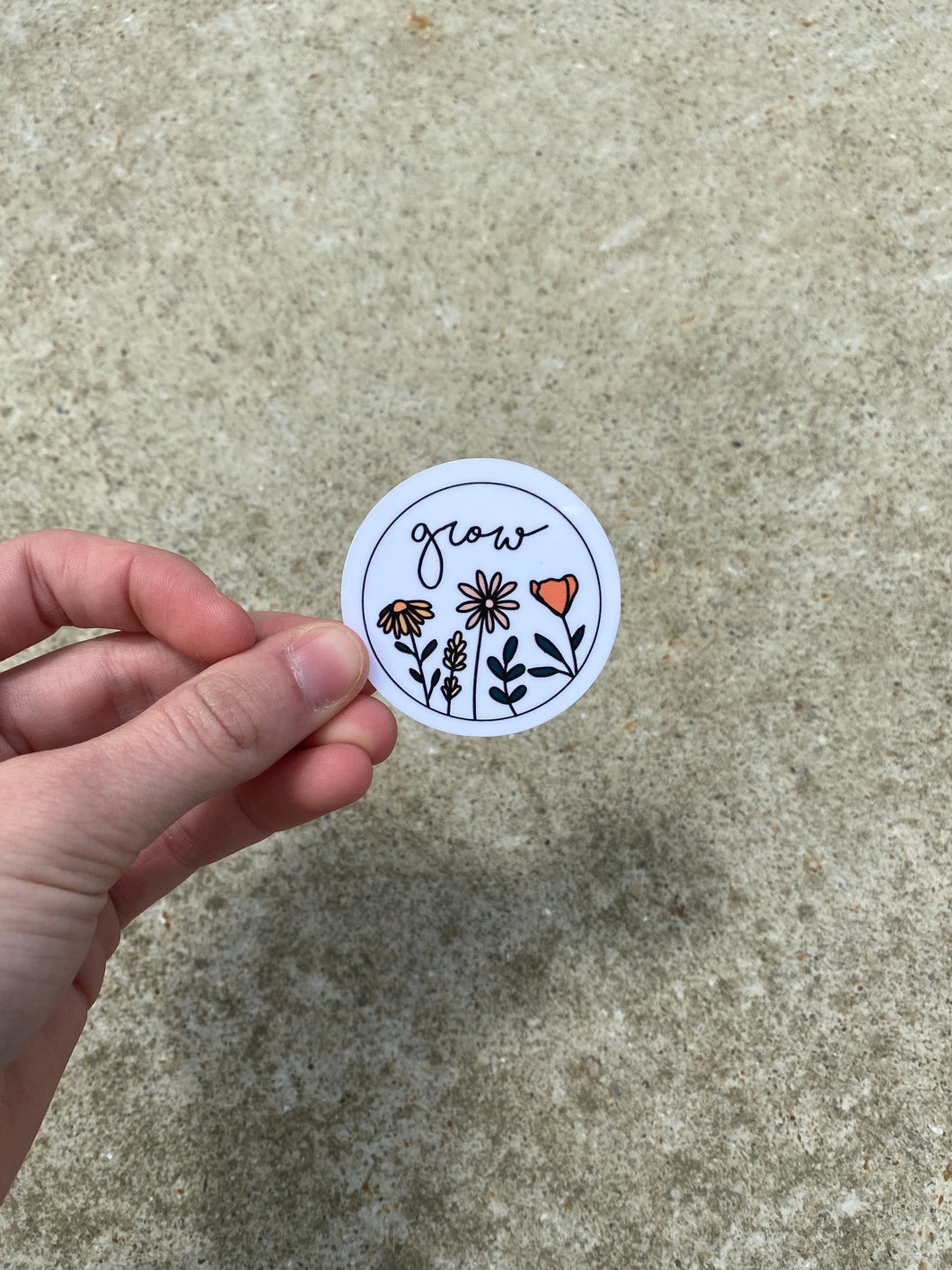 “Grow” Flower Sticker