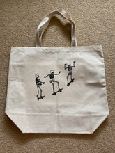 Load image into Gallery viewer, Jumbo Skateboarding Skeletons Tote Bag
